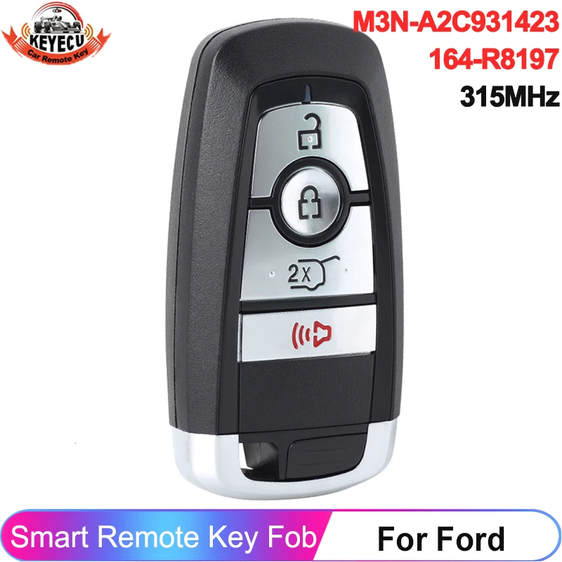 

KEYECU 4-кнопочный M3N-A2C 931423 164-R8197 для Ford Edge Explore Expedition Bronco 2018 2019 2020 2021 умный пульт дистанционного управления 315 МГц ID49