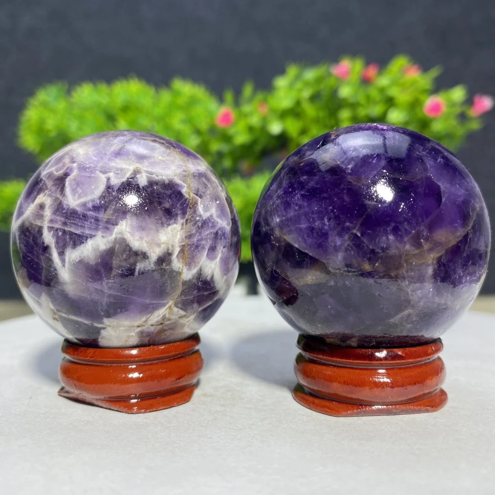 Natural Purple Amethyst Flower Crystal Ball Handwork Reiki Energy Healing Sphere Witchcraft Minerals Exquisite Gift Souvenir