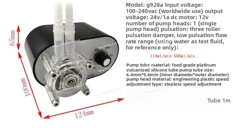 

High-flow anti-corrosion peristaltic self-suction pump with adjustable speed ranging from 114 to 500 ml/min