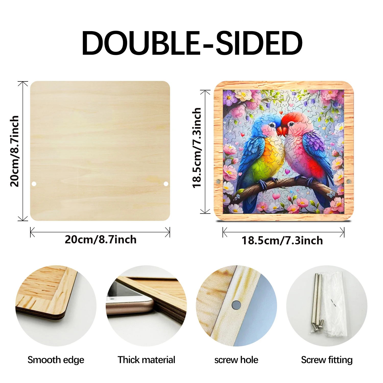 Two Birds Wooden Puzzle, 115 Pieces Jigsaw Puzzles with Wooden Frame, Unique Shaped Wooden Puzzle for Adults, Ghristmas Birthday