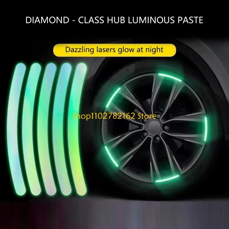 

547B 20pcs Tire Rims Night Safety Warning Sticker Car Wheel Hub Reflective Sticker Adhesive Decorative Stripe Decal Sticker