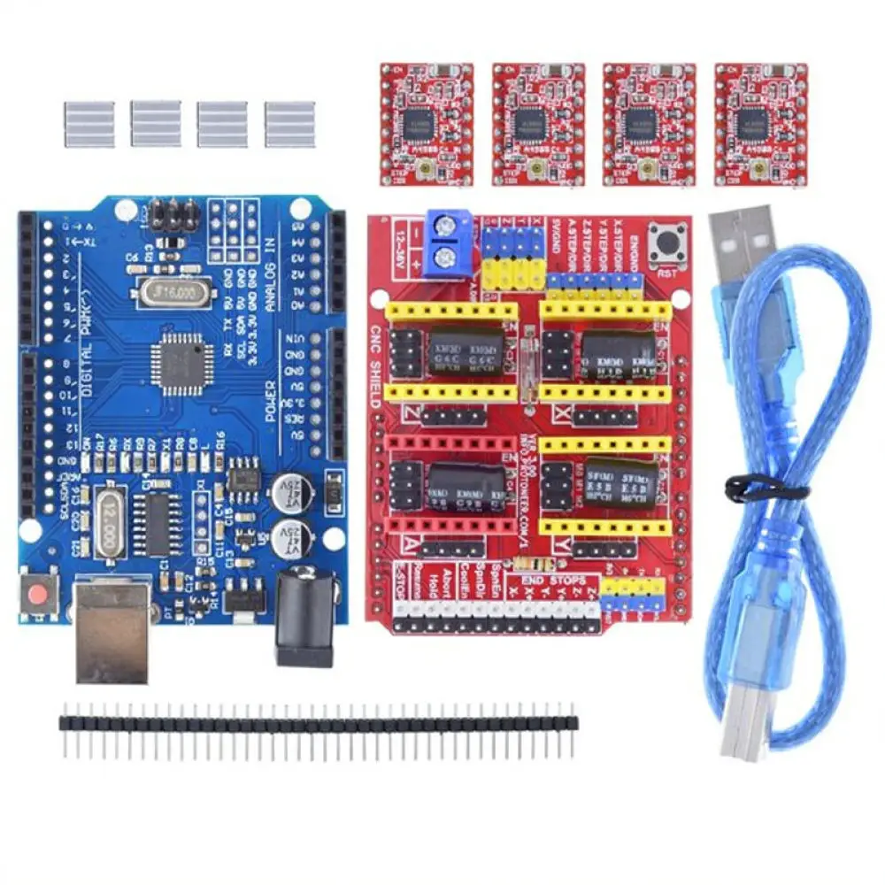Upgrade CNC Shield V3 Board With A4988 Driver Module For 3D Printer Engraving Machine Motor Control Automation System Parts