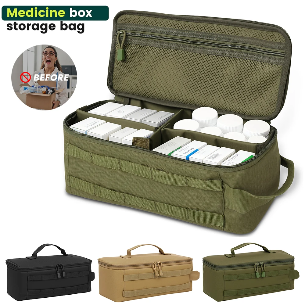 Pill Bottle Bag Portable First Aid Kit Large Capacity Travel Medication Storage Bag Pill Organizer for Home Outdoor Emergency