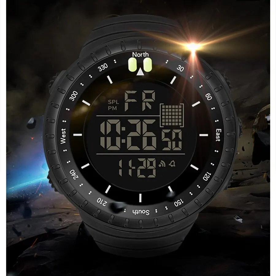 SYNOKE Watch Outdoor Sports Multifunctional Waterproof Shock Resistant Large Screen Display Luminous LED Digital Watch For Men