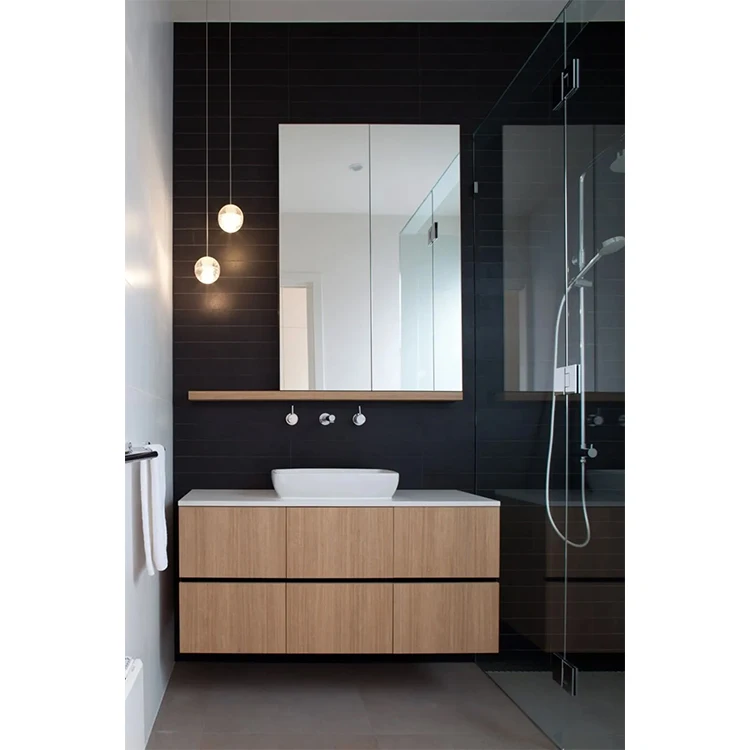 Modern luxury wall mount skinny bathroom cabinet furniture floating vanity