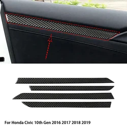 Car Carbon Fiber Window Door Panel Strips Cover Protective Trim for Honda Civic 10th Gen 2016 2017 2018 2019 Interior Stickers