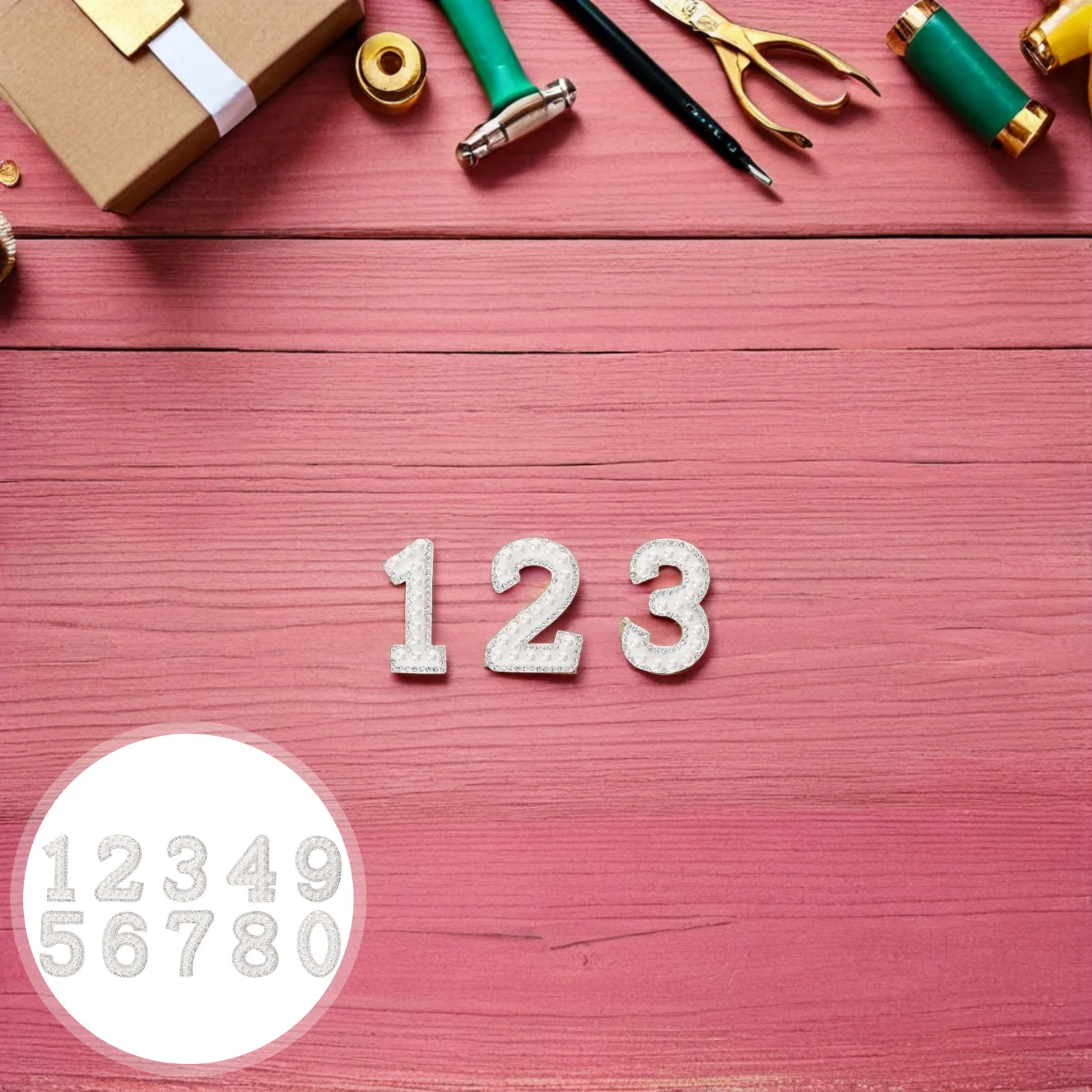 

20pcs Water Drill Pearl Iron On Number Patches Bling Diy Clothing Shoe Bag Accessories Sewing Repair Applique Craft Supply