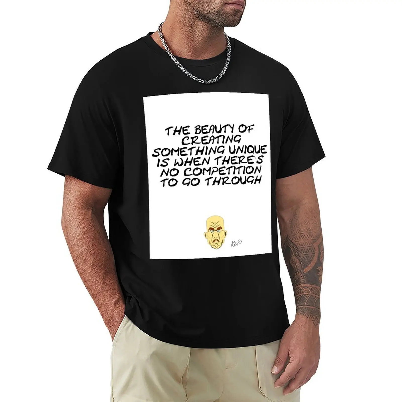Mr. Frustrated Mustached: inspiring quote 48B (English) T-Shirt Casual Lightweight Short Sleeve Top