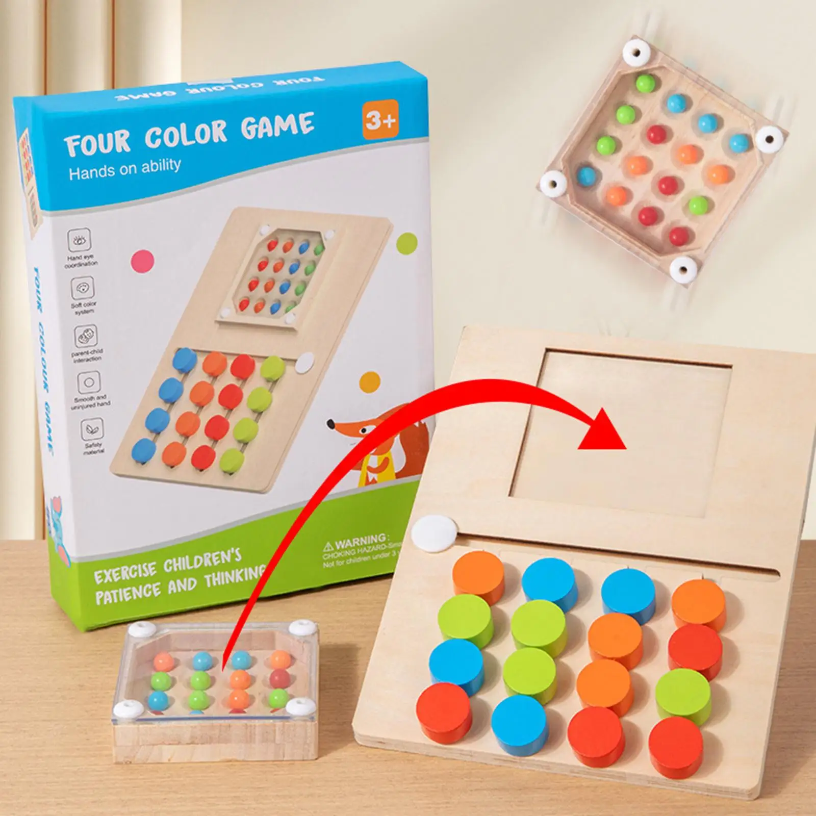 Jeu de logique en bois Montessori pour garçons et filles de 3 à 4 ans, puzzle assressenti, activité