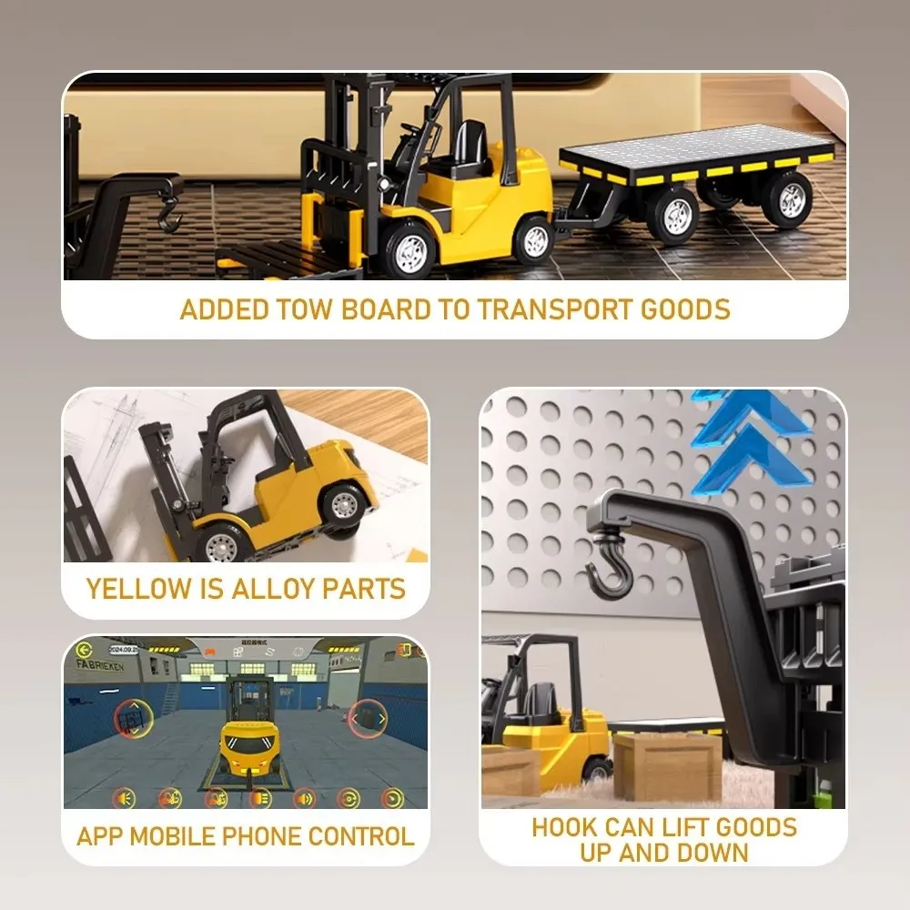 Remote Control Remote Control Forklift 2.4G Hz Bluetooth Mini Alloy Car Two-in-One With Trailer Engineering Truck Desktop Game