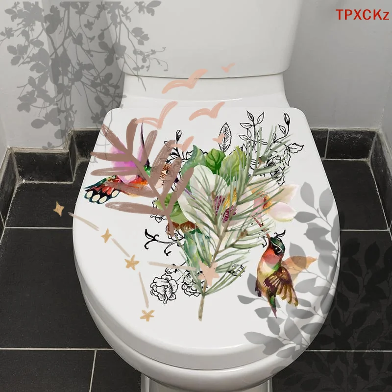 Наклейка-на-стену-с-изображением-листьев-растений-самоклеящаяся-для-туалета-ванной-комнаты-настенная-роспись-с-цветами-украшение-для-дома-для-холодильника