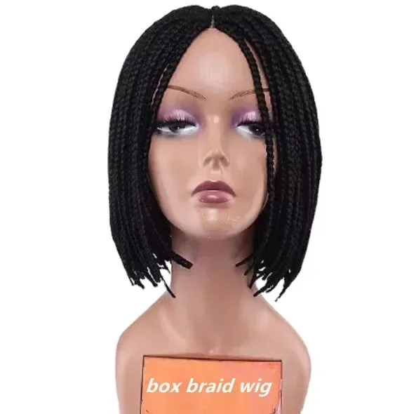 Wig Braid Wig Ladies Short Hair Medium Differentiated Fiber Head Cover Box Braid Wig