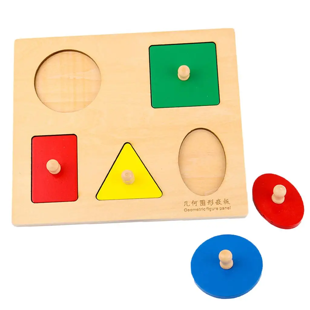 Wooden Geometry Blocks Puzzle Board Early Learning Educational Toy for Children’s Cognitive Development