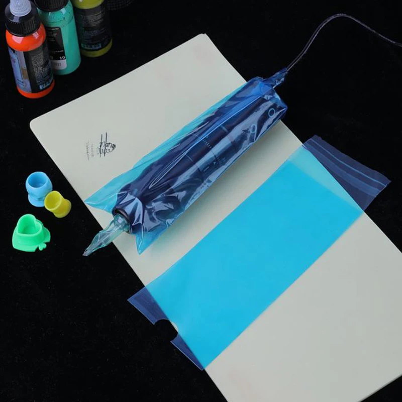 200pcs Big Tattoo Pen Bags Tattoo Pen Machine Sleeve Covers Black Blue Clip Cord Sleeves Tattoo Accessories