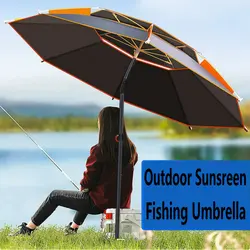 Outdoor Large Fishing Umbrella 1.8-2.6M Adjustable Folding Anti-UV Sun Protection Windproof Rainproof Beach Parasol Umbrella