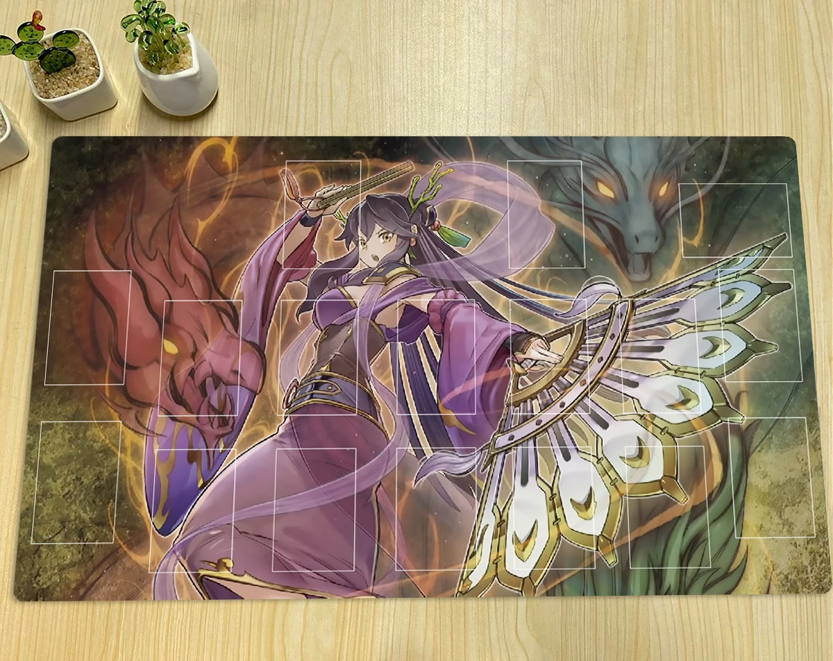 YuGiOh Shaman of The Tenyi Play Mat TCG CCG Board Game Mat Trading Card Game Mat Anime Mouse Pad Rubber Desk Mat Zone & Free Bag