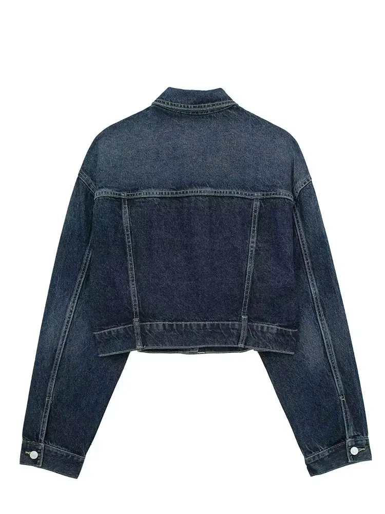 HH 2024 Women\'s Street Fashion Denim Suit Long Sleeve Lapel Buttons Heart Pattern Jacket+High Waist Straight Jeans Retro Set