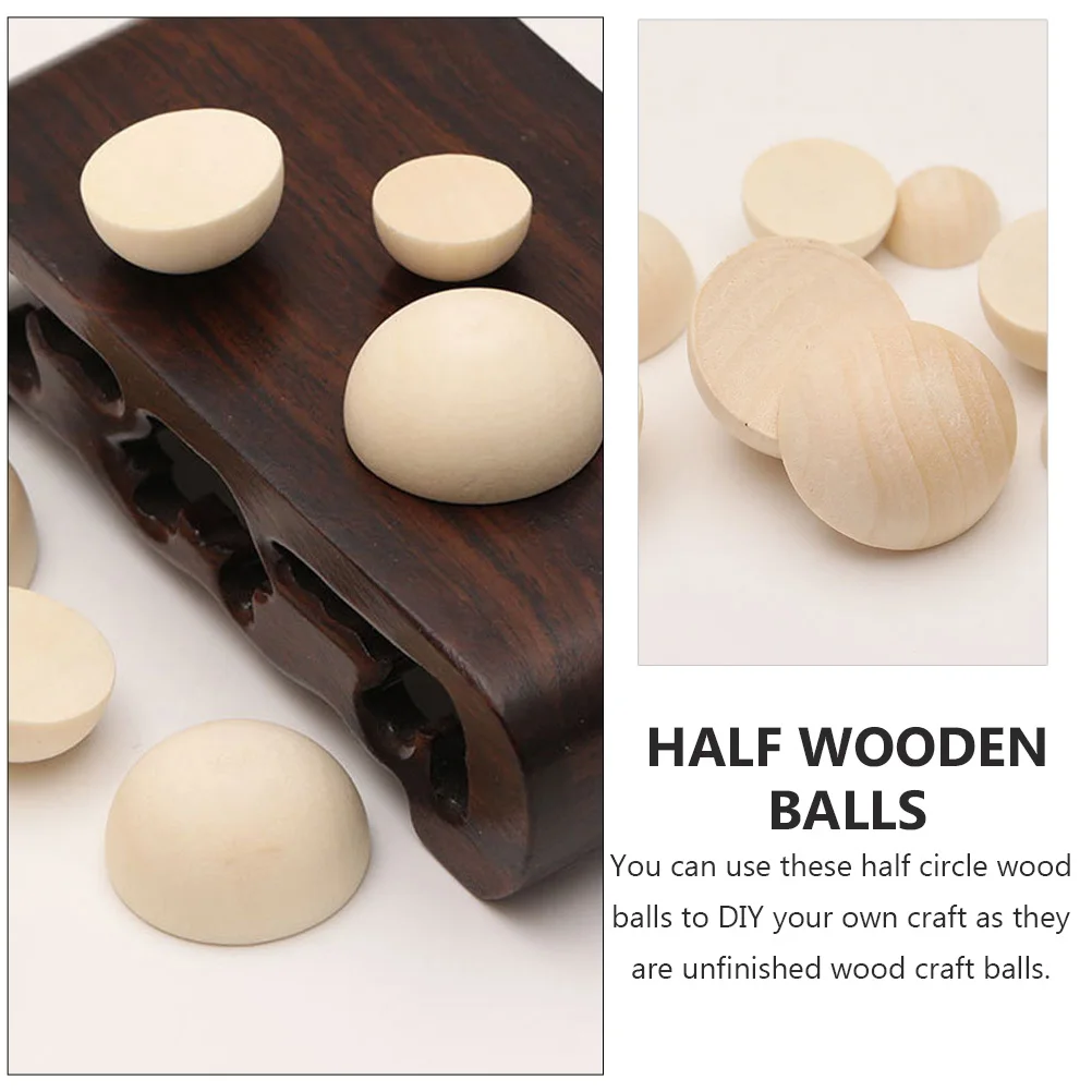 

300Pcs Unfinished Half Wooden Balls Split Wood Balls 15mm 20mm 25mm DIY Craft Supplies Suitable for Earrings Decorations