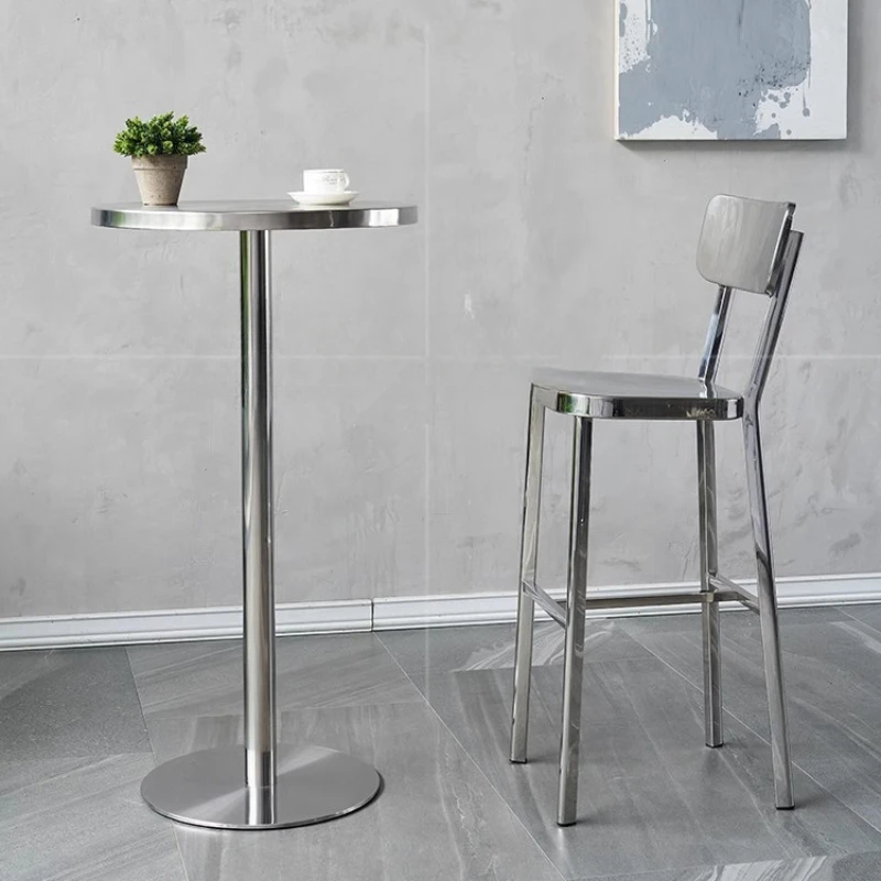 

Stainless Steel Bar Table High Gold Tables Stools Room Decor Bright Buffet Acrylic Cool Cocktail Small Led Kitchen Furniture