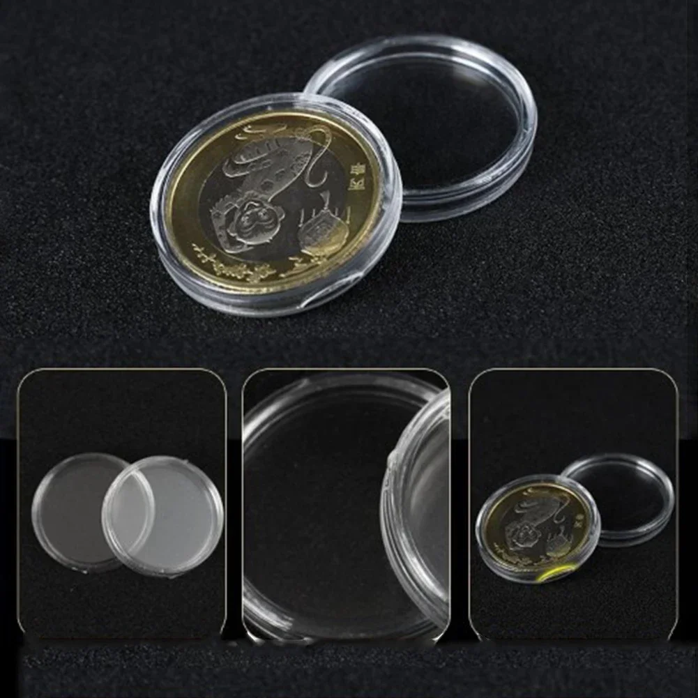 100Pcs 16mm Transparent Coin Holder Coin Collecting Box Cases Commemorative Coins Storage Capsules Protection Boxes Container