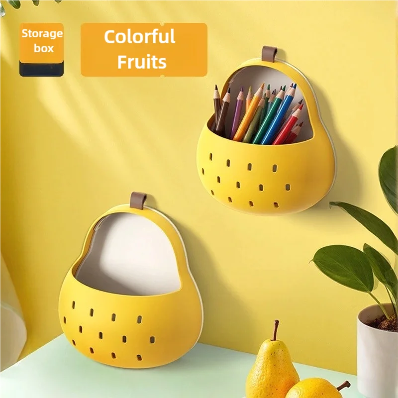 

Fun Cartoon Creative AutumnPear StorageBoxChopsticksKitchenwareDraining BasketBathroom Storage Magnetic Adhesive No-Trace Design