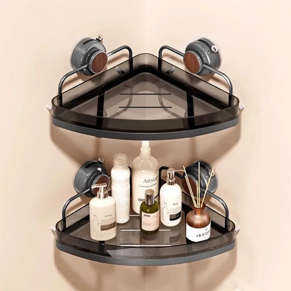Walnut suction cup, bathroom, triangle rack, toilet, no punching, bathroom, washstand, wall-mounted storage rack.