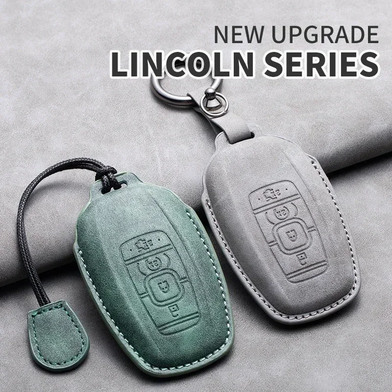 

Leather Car Key Case Cover Shell For Lincoln Continental Navigator Z MKZ MKC MKX Nautilus Aviator Corsair Bling Car keychains