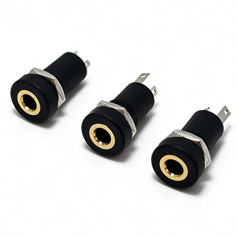2/3/4 Pin 3.5mm Audio Jack 2/3/4 Pole Stereo Soldering Panel Installation 3.5mm Headphone Female Socket Connector with Nut