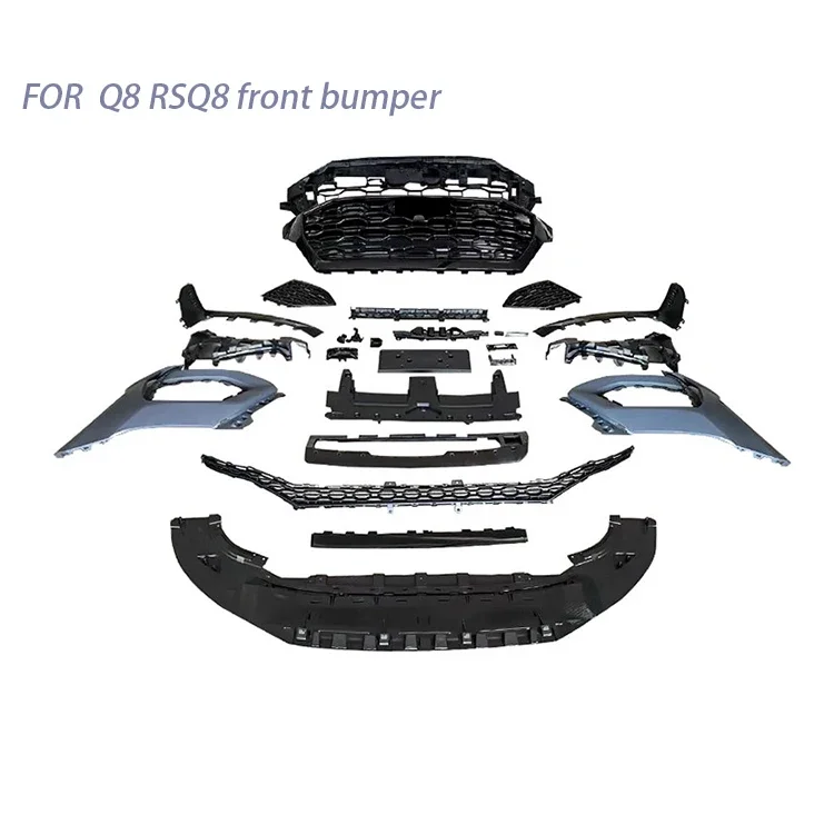 Car Front Bumper Grille Body kit for Audis Q8 Upgrade to RSQ8 front car bodikits with ACC cameras holes 2020 2021 2022