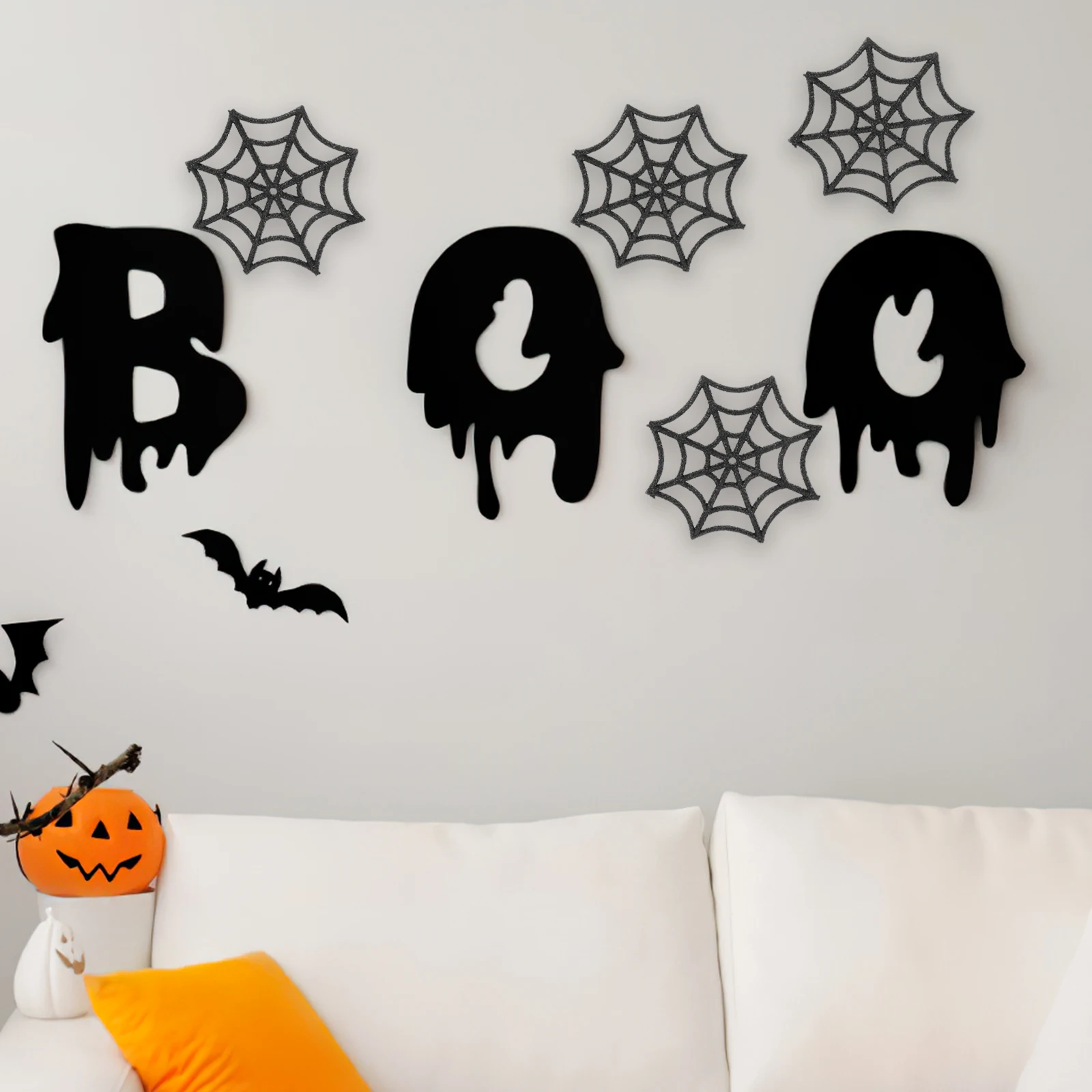 

10 Pcs Decoration Spooky Halloween Decorations Props Webs Black Spiderweb Office