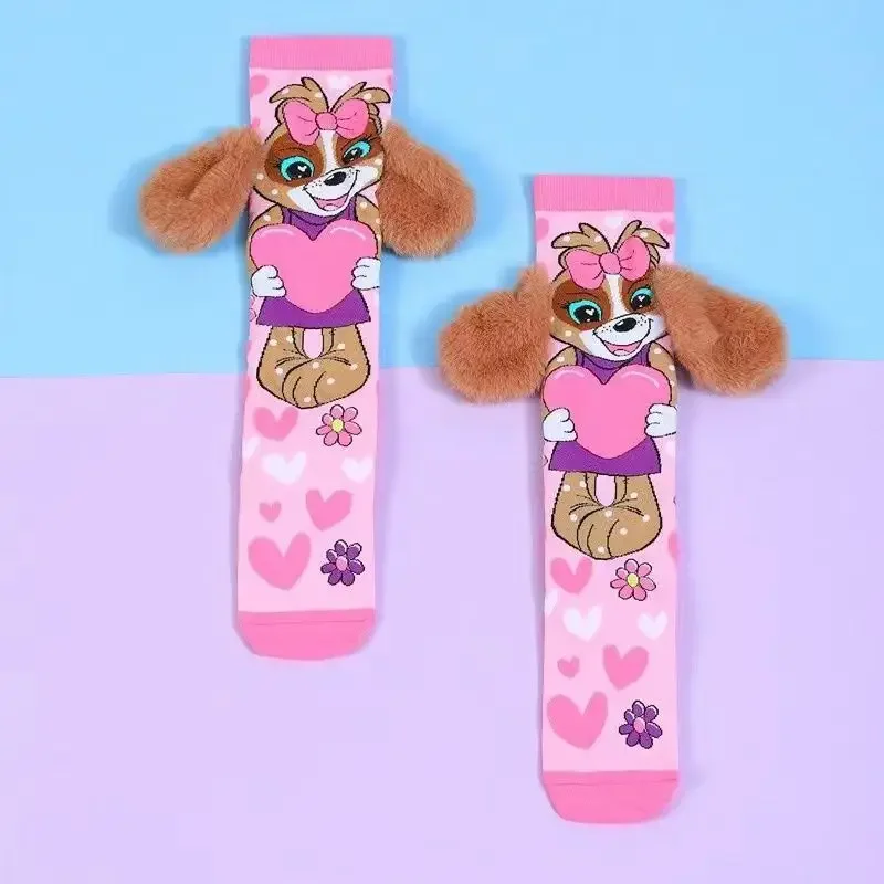 Fashionable knee length socks for girls, hand sewn cartoon dog ear socks that can be worn by both children and adults