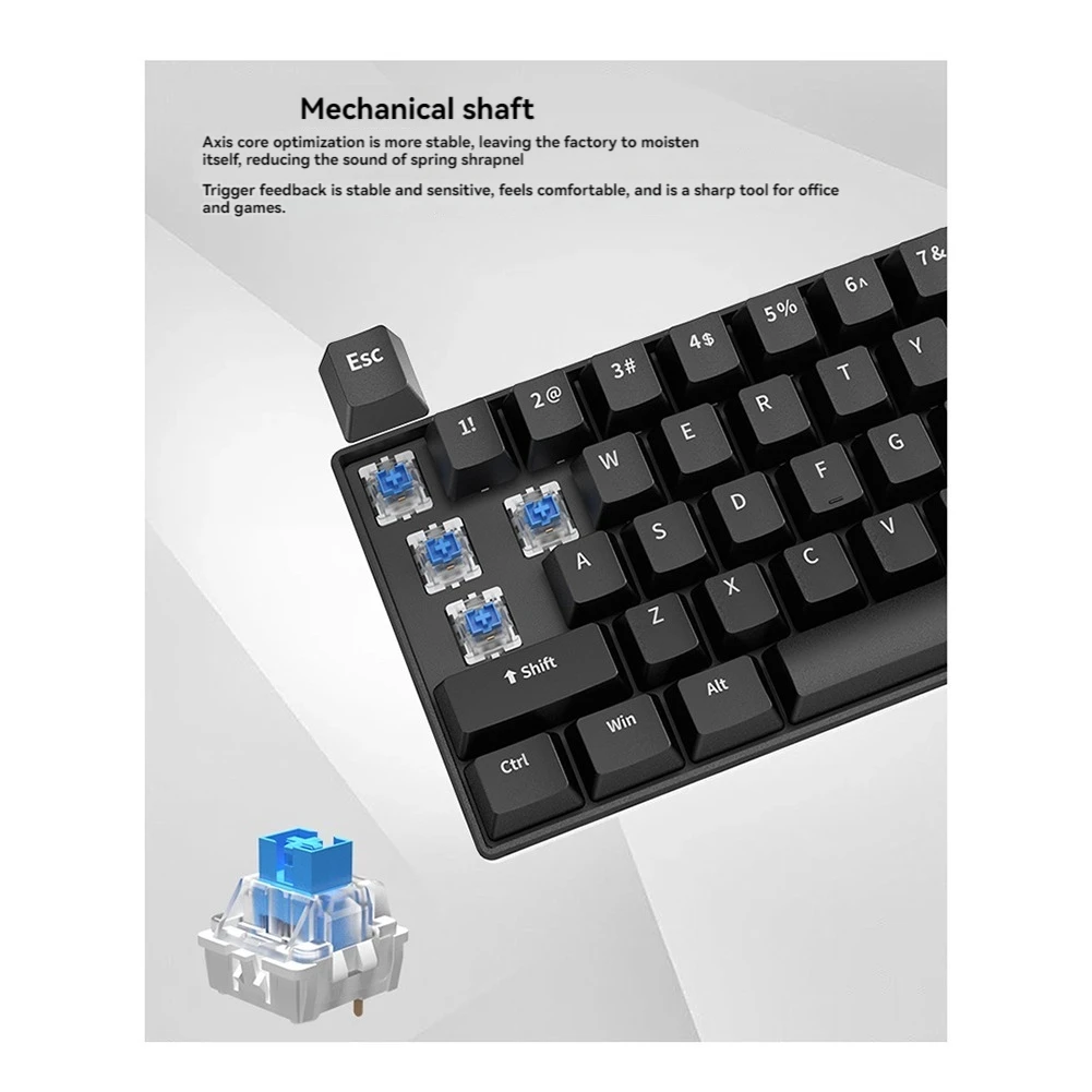 LJL Mechanical Keyboard 61 Keys Mixed Light Hot Swap Keyboard Office Accessories Gaming Keyboard