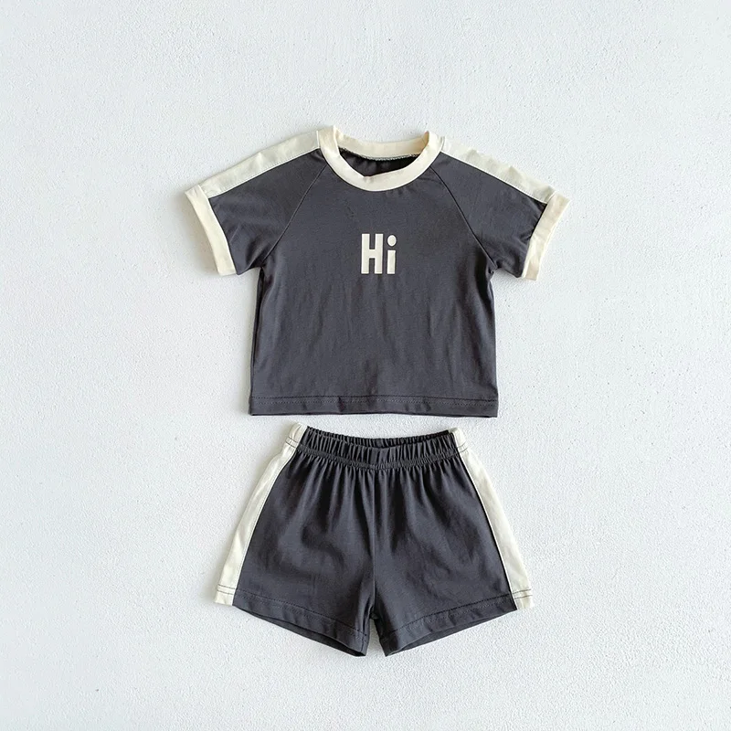 MILANCEL Summer Baby Clothes Set  Letter Print Boys Clothing Suit Brief Tee and Shorts Suit