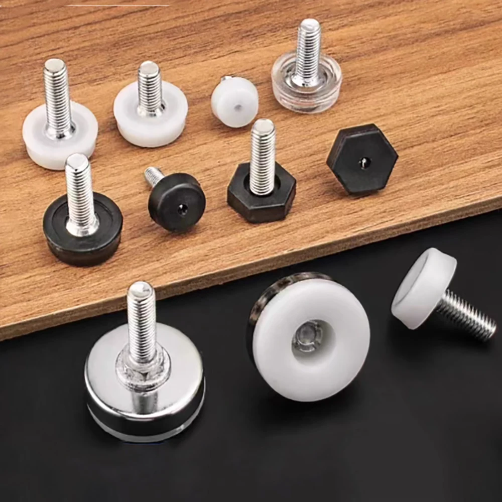 Plastic Adjustable Feet Pad Galvanized Screw M8 Table Chair Balck Leveling Foot Pad Furniture Leg Anti-shock Protection
