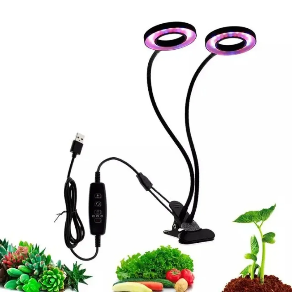 Grow Light LED Gooseneck Plant Growth Lamp,Full Spectrum Dimmable Grow Light Clip-on Desk For Indoor Plants,Timer 3 9 12 hrs