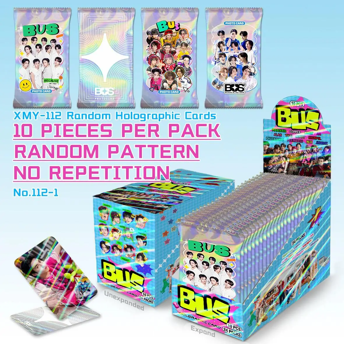 

10Pcs BUS Thailand Boy Group Holographic LOMO Cards Kpop Idol Photo Collection Fans Gift