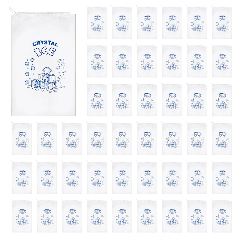 

ABLK Ice Bags 8 Lb With Drawstring, 200 Count Ice Bags For Ice Machine, Heavy-Duty Reusable Ice Cube Bags,
