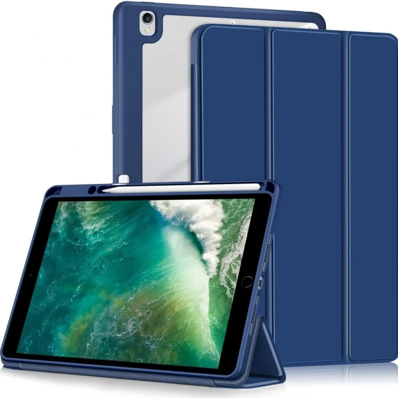 For iPad 10.2in Tri-Fold Acrylic Tablet Protective Case, Anti-Drop Zipper Cover 10.5