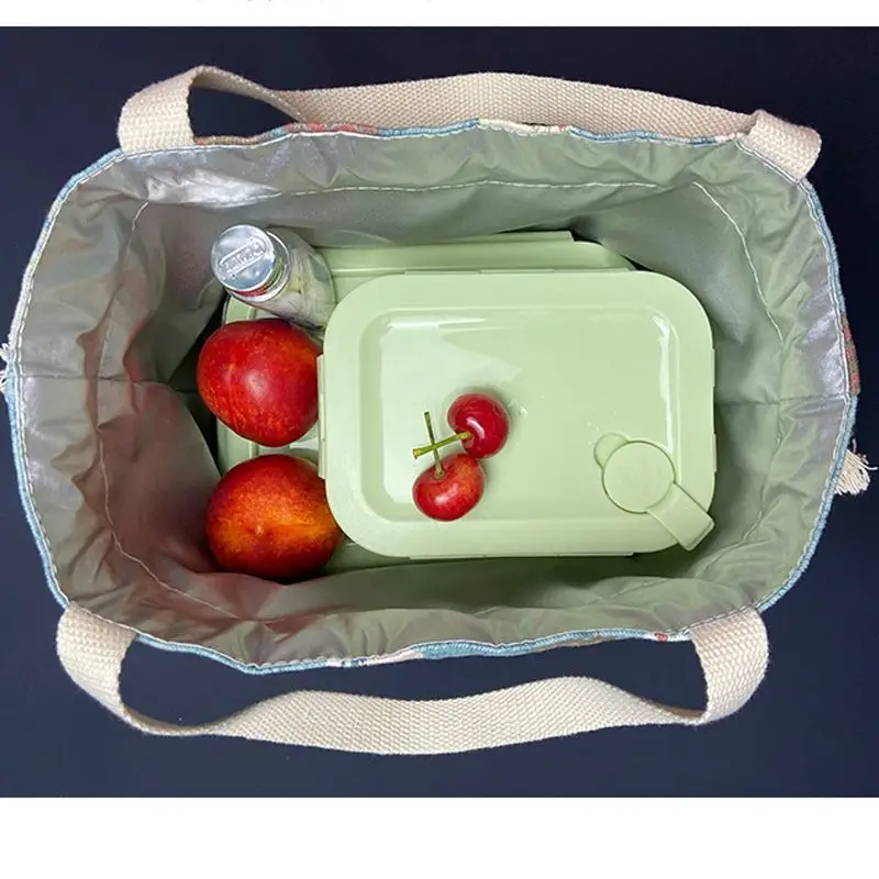 Karierte Handtasche mit Kordelzug, wasserdicht, ölbeständig, Lunchtasche, tragbare Kosmetik-Aufbewahrungstasche, modische Tragetasche – Detail 6