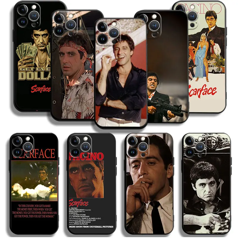 Soft Silicone Cover Phone Case For iPhone 15 14 13 12 11 Pro Max Plus XS XR 12 13 Mini Shell Movie Scarface Al Pacino