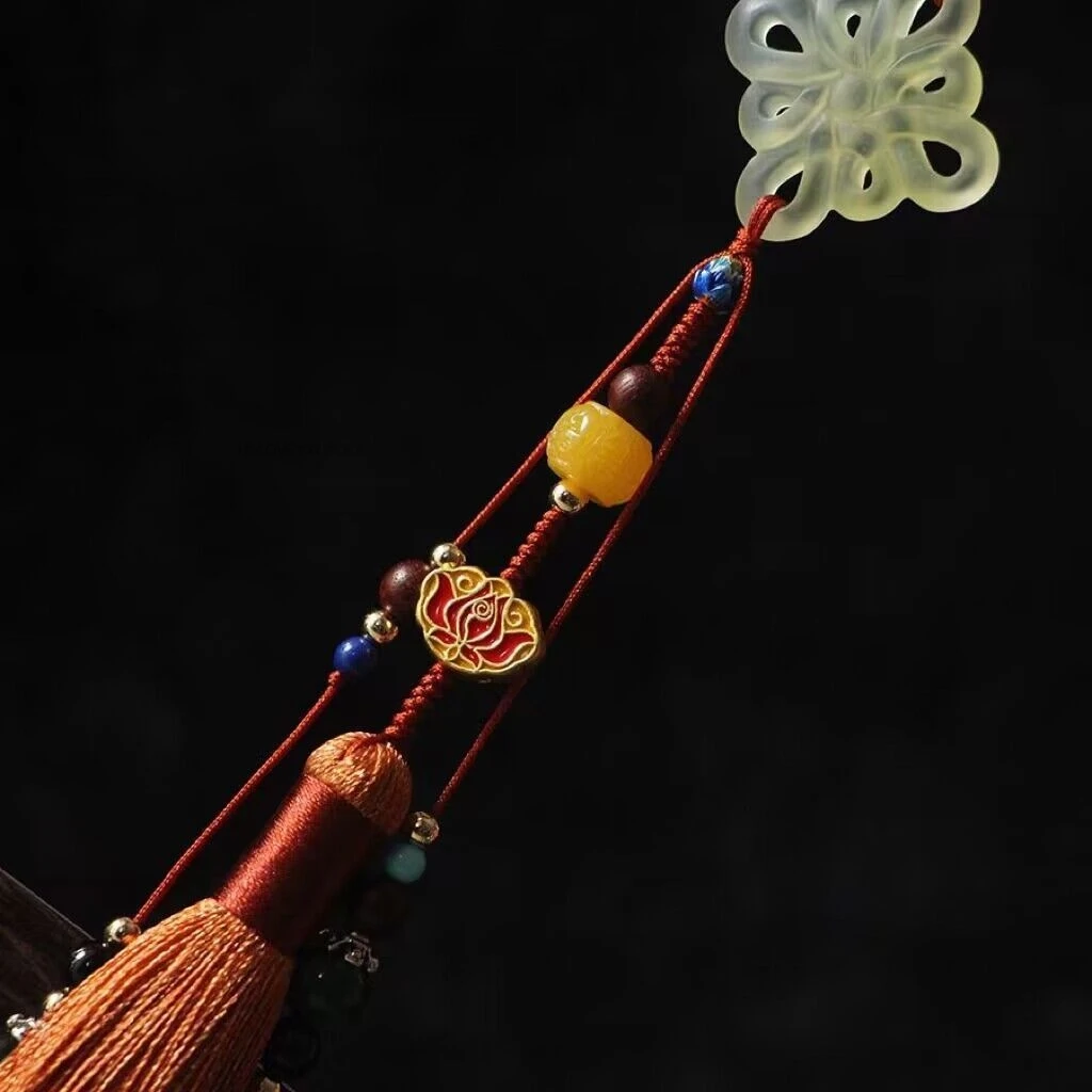 Chinese Knot Tassel Pendant Chinese Ancient Women's Waist Forbidden Step Ornament Versatile Qipao Pressed Collar Accessory