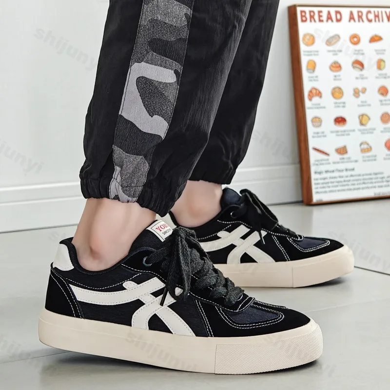 

Нишевый дизайн, осень 2024, новая модная тенденция, повседневная парусиновая обувь на толстой подошве для мужчин, низкие удобные универсальные кроссовки на массивном каблуке