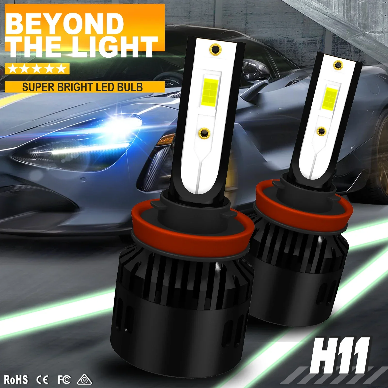 

P2 6000K H8 H9 H11 LED Headlight Bulbs 48w H4 H7 H11 H8 H9 H1 880 H27 LED Car Headlights 5202 9007 HB3 9006 COB Bulb Fog Light