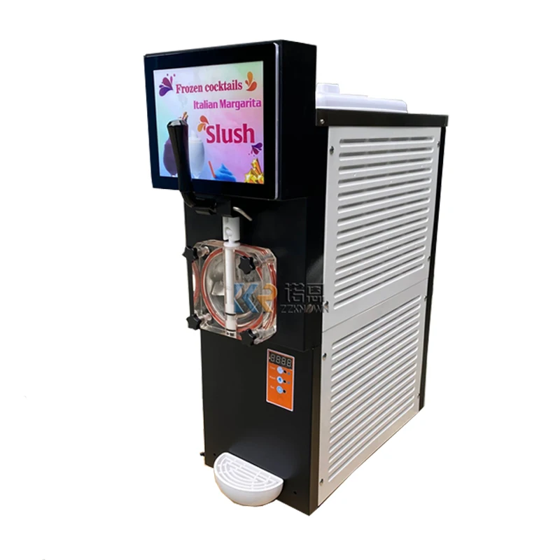 1 Cylinder Single Tanks Sand Ice Slushy Making Electric Snow Melting Machine Ice Cream Smoothie with Advertising Screen