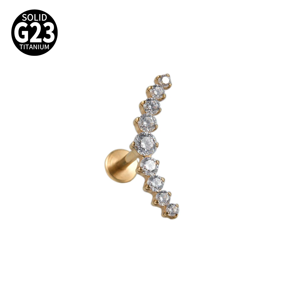 G23 Solid Titanium CZ Flower Moon Cartilage Earring
