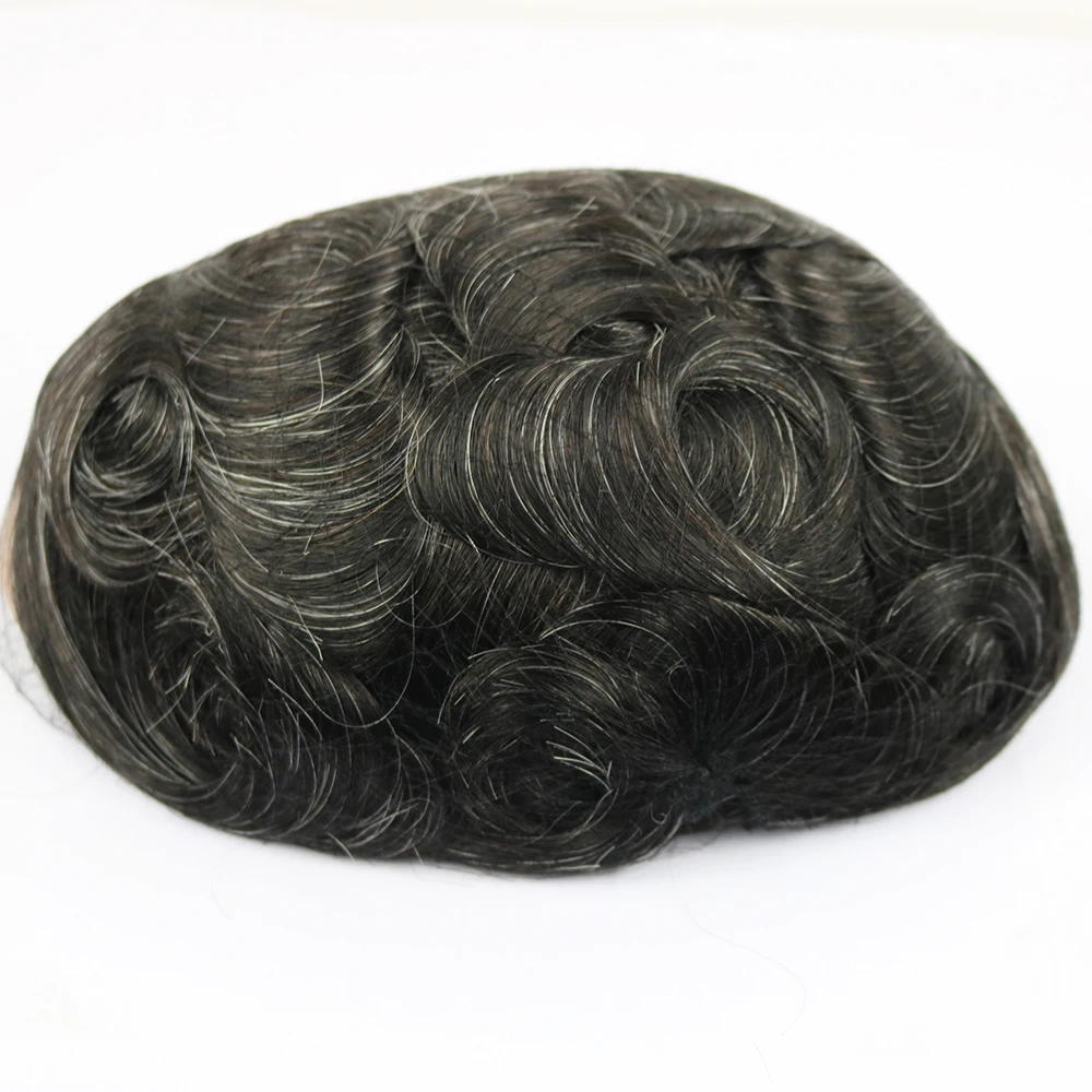 Système de Remplacement de Cheveux Gris pour Homme, Dentelle Respirante Q6, Nministériels ds Acnés, Naissance des Cheveux Naturelle, Toupet Masculin, Prothèse Capillaire Non Détachée