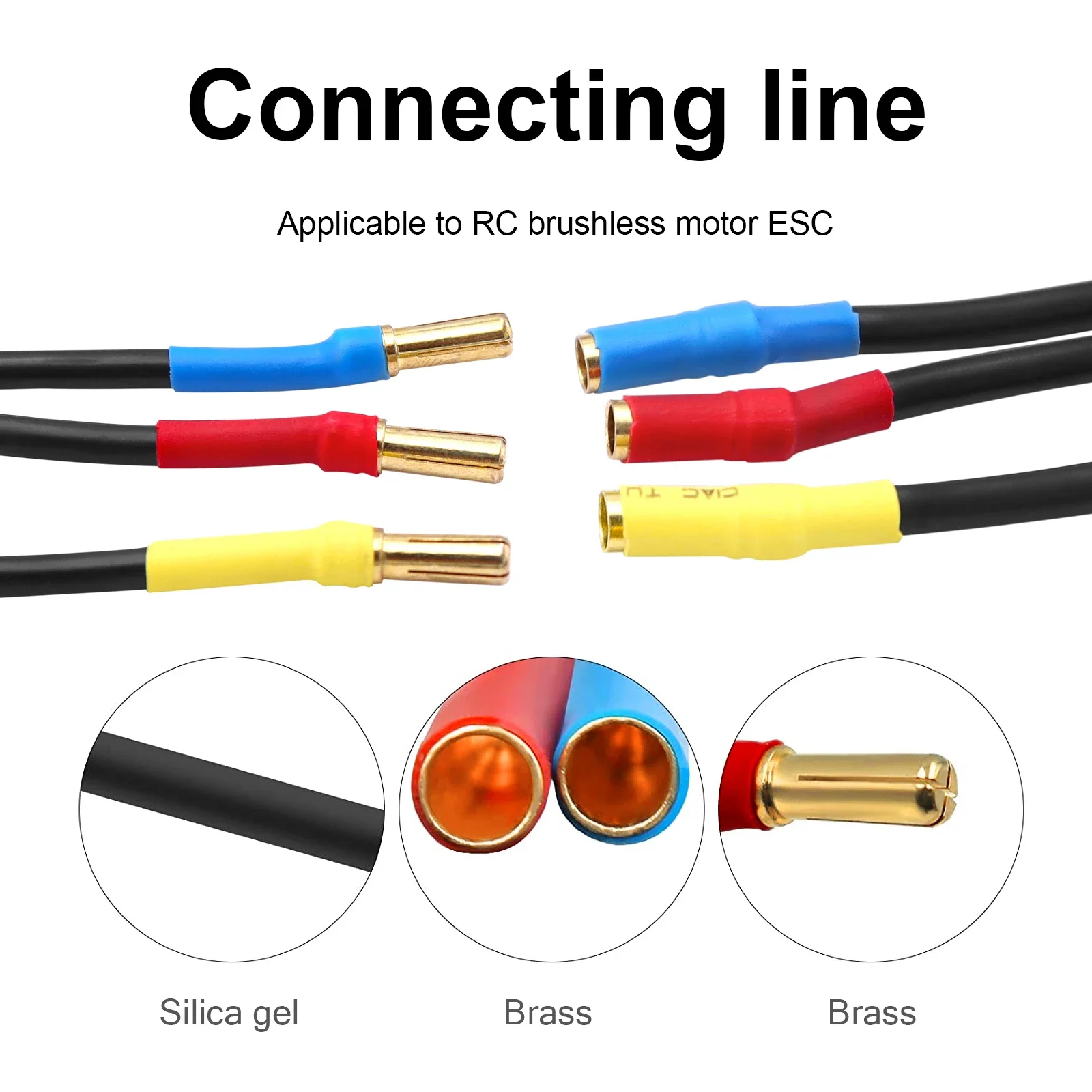 4mm Male To 3.5mm Female Silicone Wire 14AWG Extension Cable Wire 3pcs Slug Connector Extension Cable for RC Brushless Motor ESC