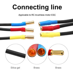 4mm męski na 3,5mm żeński przewód silikonowy 14AWG przedłużacz przewód 3szt złącze ślimakowe przedłużacz do silnika bezszczotkowego RC ESC