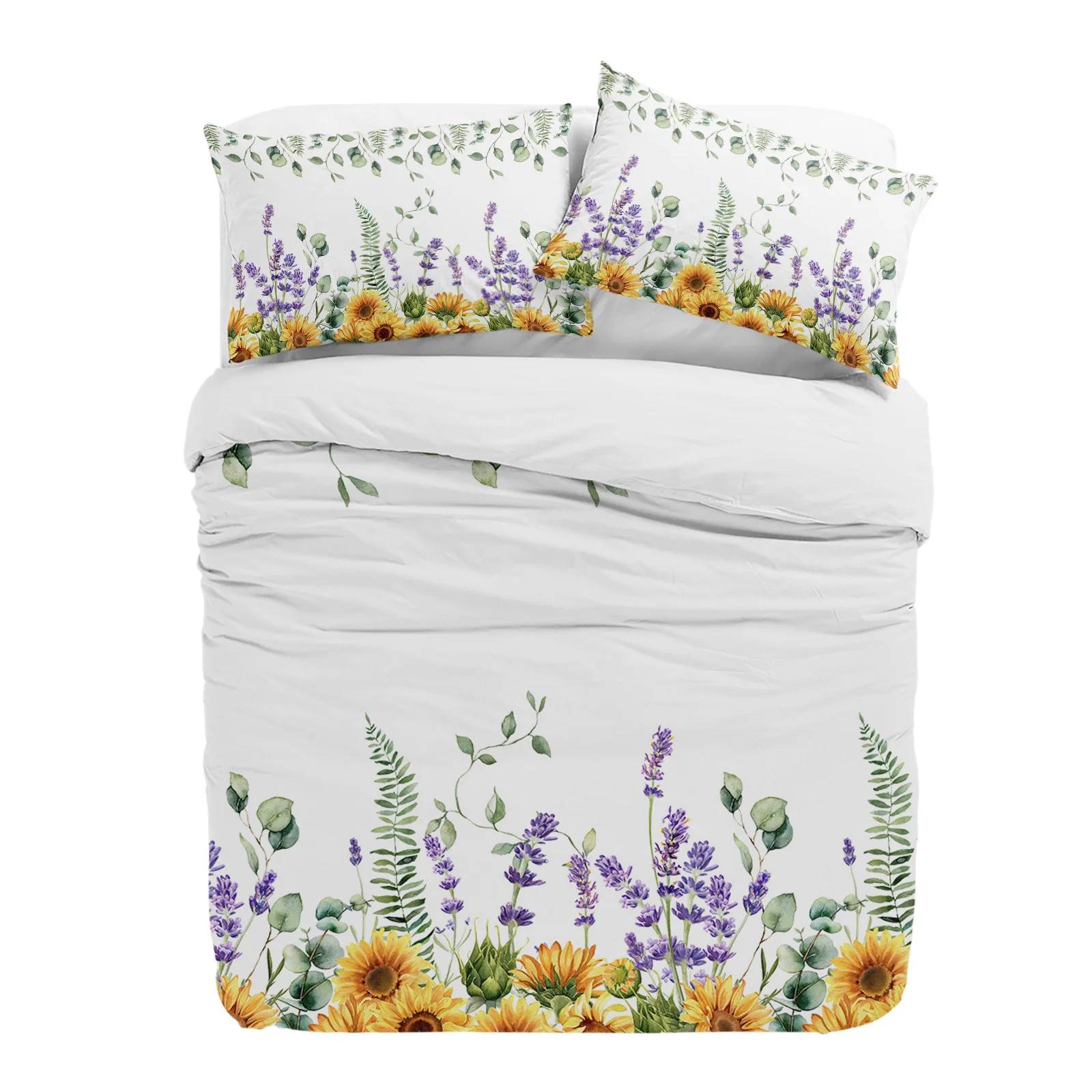 

Wild Flower Eucalyptus Sunflower Plant Lavender 3pcs Bedding Set For Double Bed Home Textile Duvet Cover Quilt Cover Pillowcase
