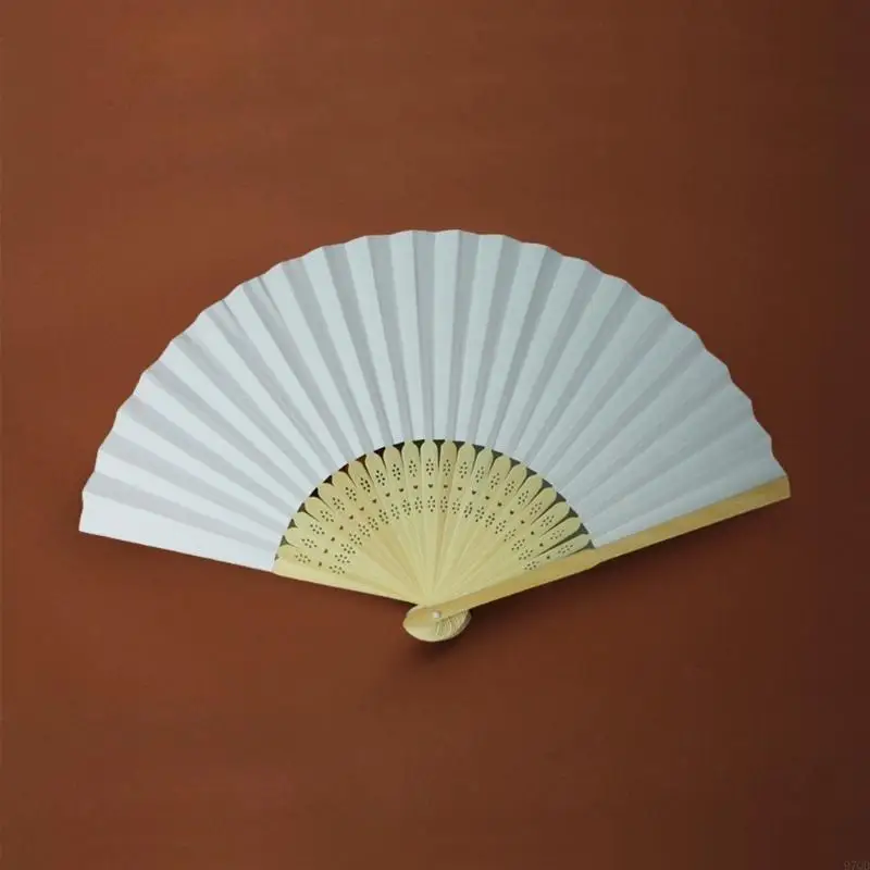 97QD 10Pcs/Pack Classical Chinese Paper Fan Plain White Folding Fan for Home Decors